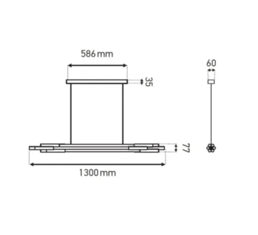 Suspension, ORG P H 1300, blanc, or, 2700K, 1800lm, L130cm, H7,7cm - DCW éditions Paris