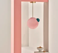 Suspension*Sphaer Suspension, Ourania, , L33,5cm, H31cm - bleu pétrole, rose