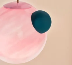 Suspension*Sphaer Suspension, Ourania, , L33,5cm, H31cm - bleu pétrole, rose