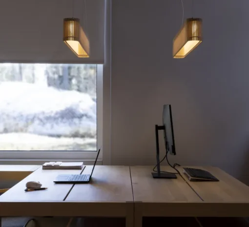 Suspension*Secto Design Suspension, Owalo 7000, bois, noyer, LED, L100cm, H13cm - bois, marron