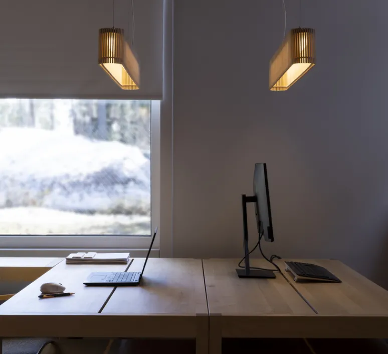 Suspension*Secto Design Suspension, Owalo 7000, bois, noyer, LED, L100cm, H13cm - bois, marron