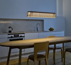 Suspension*Secto Design Suspension, Owalo 7000, bois, noyer, LED, L100cm, H13cm - bois, marron