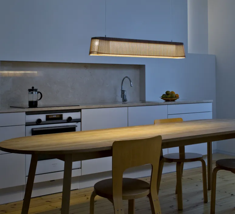 Suspension*Secto Design Suspension, Owalo 7000, bois, noyer, LED, L100cm, H13cm - bois, marron