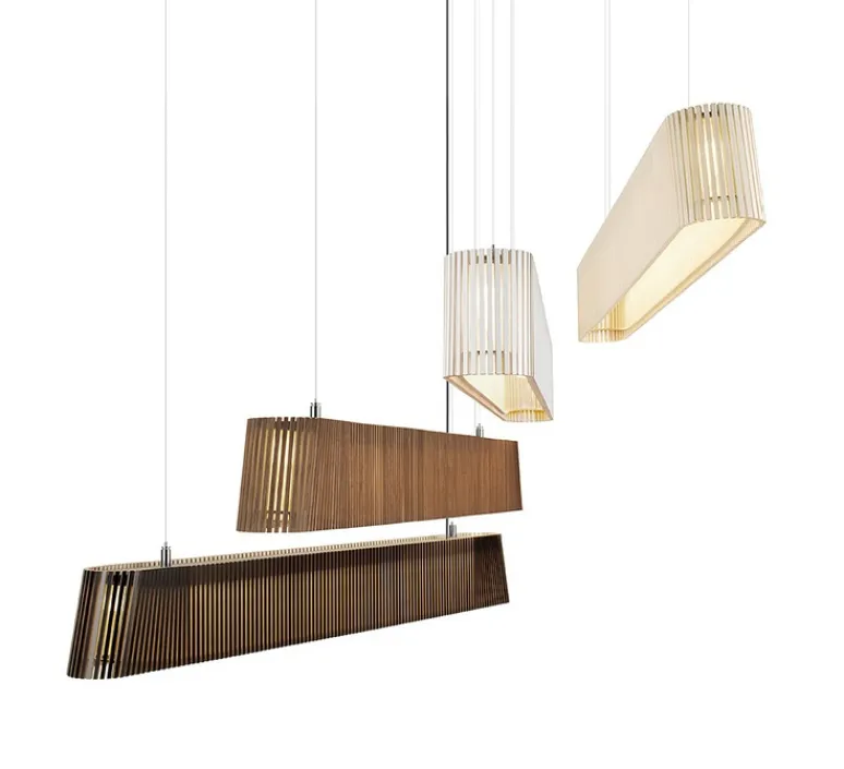 Suspension*Secto Design Suspension, Owalo 7000, bois, noyer, LED, L100cm, H13cm - bois, marron