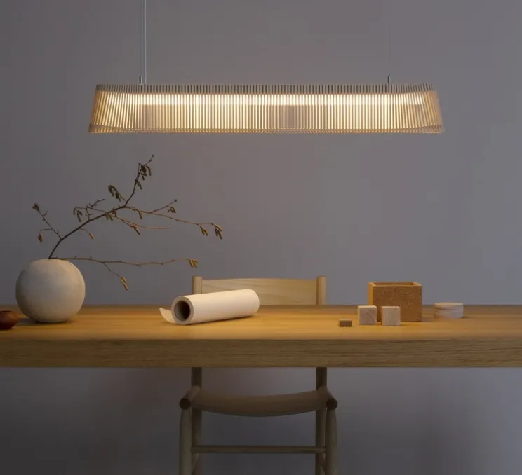 Suspension, Owalo 7000, bouleau naturel, LED, 2800K, 2500lm, L100cm, H13cm - Secto Design