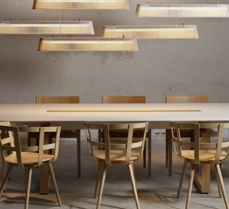 Suspension, Owalo 7000, bouleau naturel, LED, 2800K, 2500lm, L100cm, H13cm - Secto Design