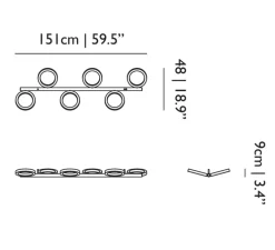 Suspension, Pallana 6, Slate, LED, dim, 3000K, 3800 lm, L151,5cm, H9,5cm - Moooi