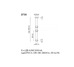 Suspension*Vibia Suspension, Palma 3730, , LED, 2700K, 2056lm, Ø22cm, H80cm - graphite