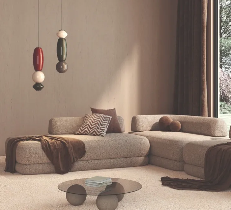 Suspension, Papi, C1233, moka rouge, beige, vert feuille, Ø18cm, H60,5cm - Aromas del Campo