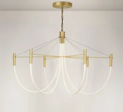 Suspension, Paradoxe 6L, laiton satiné, LED, dim, 2700K, 4800 lm, Ø115cm, H86cm - CVL