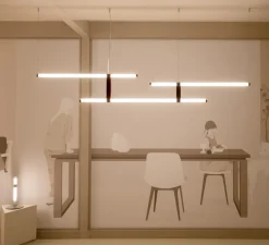 Suspension*Axolight Suspension, Paralela Horizontal, Modèle 16, driver et rosace inclus, , LED, dim, 2700K, 1418 lm, Ø3cm, H210cm - Rouge terre