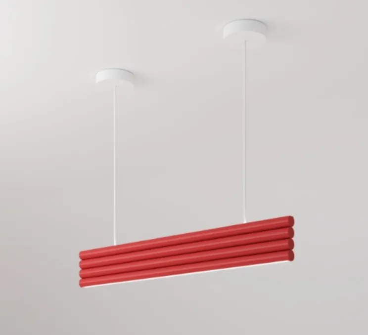 Suspension, Parallel Tubes, rouge, LED, 2700K, lm, L90cm, H76cm - Atelier Areti