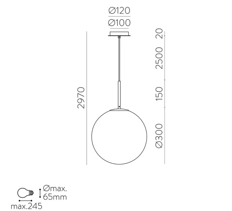 Suspension*ACB Suspension, Parma, , IP44, Ø30cm, H45cm - noir
