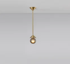 Suspension*SkLO Studio Suspension, Peak 4.5, , Ø11cm, H16,5cm - Gris texturé, laiton