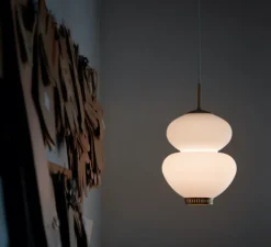 Suspension*Lyfa Suspension, Peanut 175, , Ø17,5cm, H29cm - blanc, or