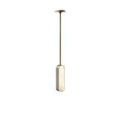 Suspension*Entrelacs Suspension, Pearl 570, , LED, dim, 2700K, 1150 lm, L12cm, H45cm - Albâtre veines blanches, Bronze marron foncé patiné