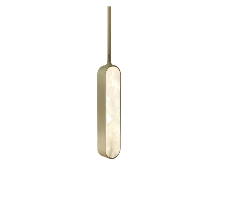 Suspension*Entrelacs Suspension, Pearl 570, , LED, dim, 2700K, 1150 lm, L12cm, H45cm - Albâtre veines blanches, Bronze marron foncé patiné