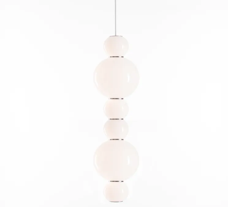 Suspension, PEARLS DOUBLE A, 1200 lm, 2700 K, chrome, LED, Ø18cm, H67cm - FORMAGENDA