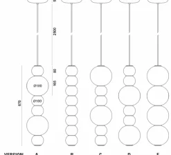 Suspension, PEARLS DOUBLE A, 1200 lm, 2700 K, chrome, LED, Ø18cm, H67cm - FORMAGENDA