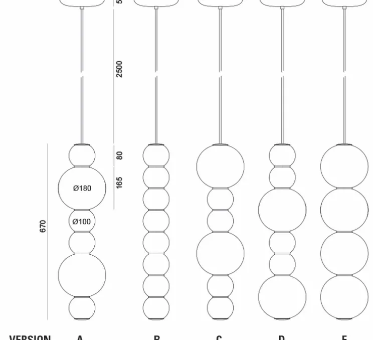 Suspension, PEARLS DOUBLE A, 1200 lm, 2700 K, chrome, LED, Ø18cm, H67cm - FORMAGENDA