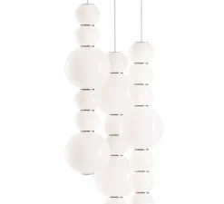 Suspension, PEARLS DOUBLE H,1200 lm, 2700 K, chrome, LED, Ø18cm, H67cm - FORMAGENDA