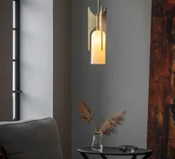 Suspension*Bert frank Suspension, Pennon, , Ø14cm, H42cm - laiton, verre opalin