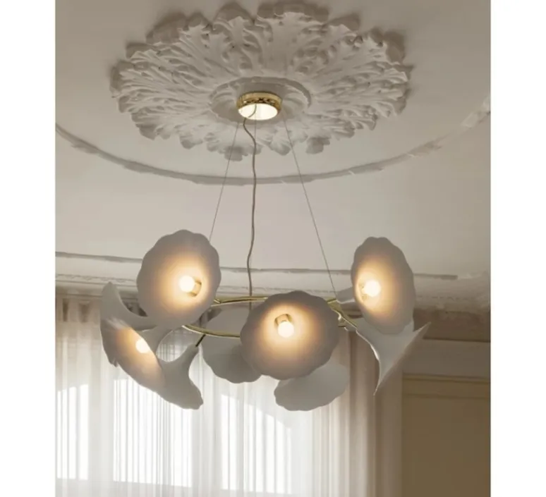 Suspension*Nuura Suspension, Petalii 10, , Ø100cm, H40cm - blanc, laiton poli