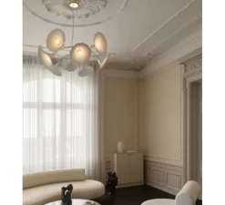 Suspension*Nuura Suspension, Petalii 10, , Ø100cm, H40cm - blanc, laiton poli