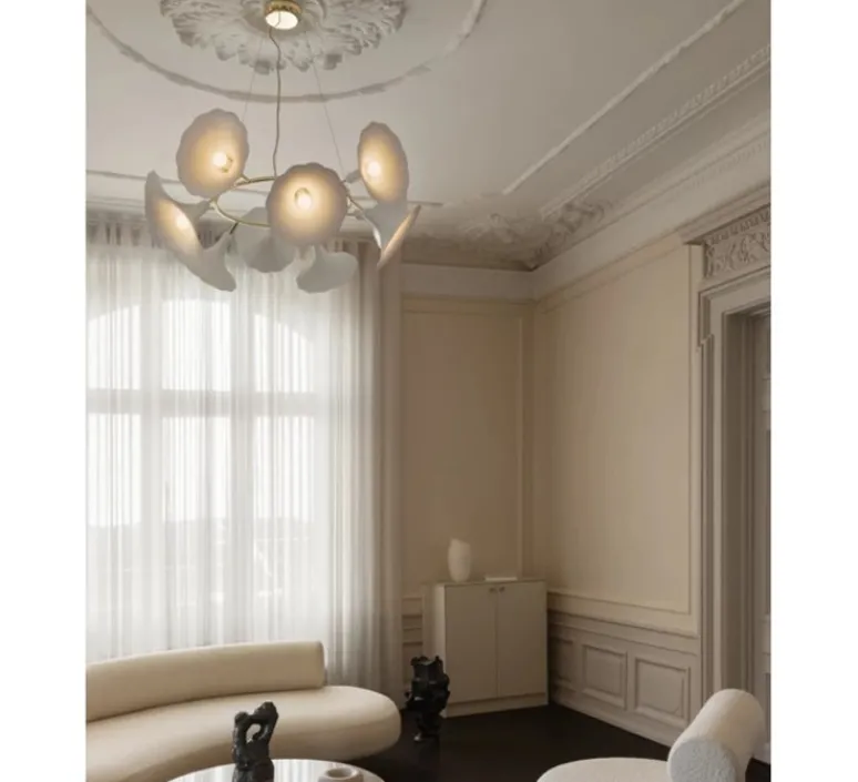 Suspension*Nuura Suspension, Petalii 10, , Ø100cm, H40cm - blanc, laiton poli