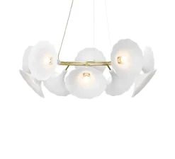 Suspension*Nuura Suspension, Petalii 10, , Ø100cm, H40cm - blanc, laiton poli