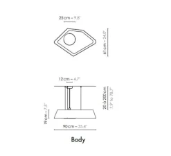 Suspension*DesignHeure Suspension, Petit Nénuphar, LED, 3000K, noir,blanc L90cm, H19cm - noir, blanc