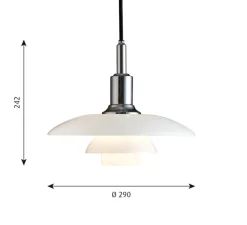 Suspension, PH 3/2 Suspension, blanc, chrome, LED, Ø29cm, H24,2cm - Louis Poulsen