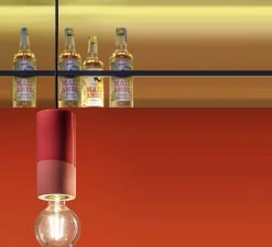 Suspension, Pi Cilindro, rouge corail, Ø8cm, H18cm - Ferroluce