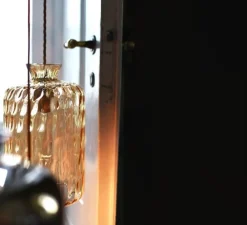 Suspension, Pillar, verre soufflé, or fumé, H32cm - Ebb and Flow