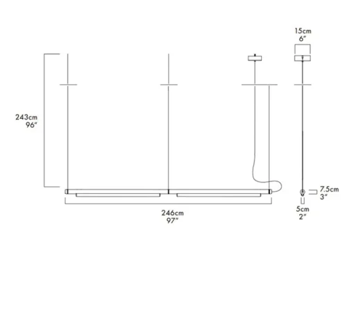 Suspension*A-N-D Suspension, Pipeline 125.2, , LED, 2700K, 1500lm, L246cm, H7,5cm - variable 0-10V, laiton
