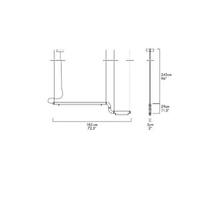 Suspension, Pipeline CM2 Dali, cuivre, LED, 2700K, 880lm, L183cm, H29cm - A-N-D