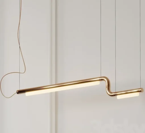 Suspension*A-N-D Suspension, Pipeline CM2, laiton avec embouts laiton, LED, 3000K, ELV, L183cm, H29cm - laiton et embouts laiton