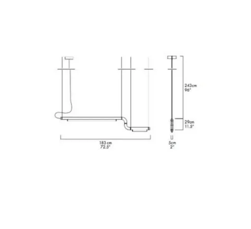 Suspension*A-N-D Suspension, Pipeline CM2, laiton avec embouts laiton, LED, 3000K, ELV, L183cm, H29cm - laiton et embouts laiton