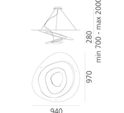 Suspension, Pirce, blanc, LED, dim, 3000K, 3313 lm, L94cm, H28cm - Artemide