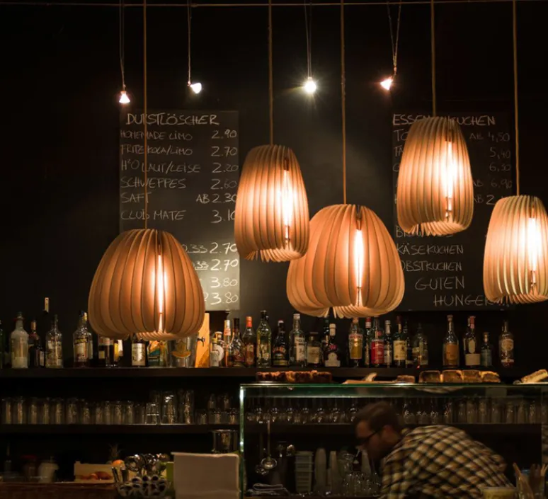 Suspension*Schneid Suspension, Pirum, peuplier, câble blanc, H28cm, Ø25cm - pleuplier