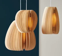 Suspension*Schneid Suspension, Pirum, peuplier, câble blanc, H28cm, Ø25cm - pleuplier