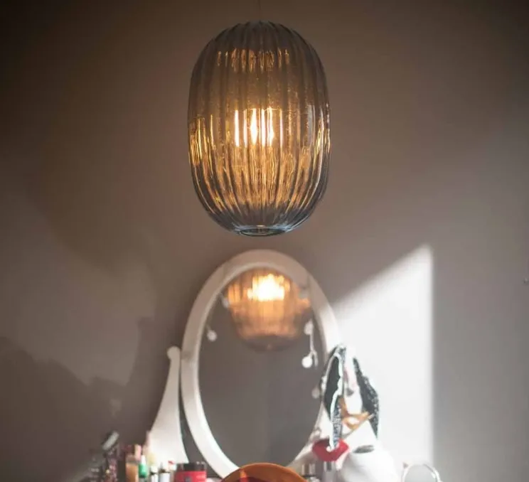 Suspension, Plass grande, transparent, gris, Ø75cm, H115cm - Foscarini