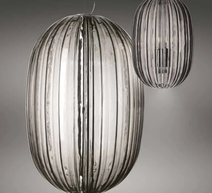 Suspension, Plass grande, transparent, gris, Ø75cm, H115cm - Foscarini