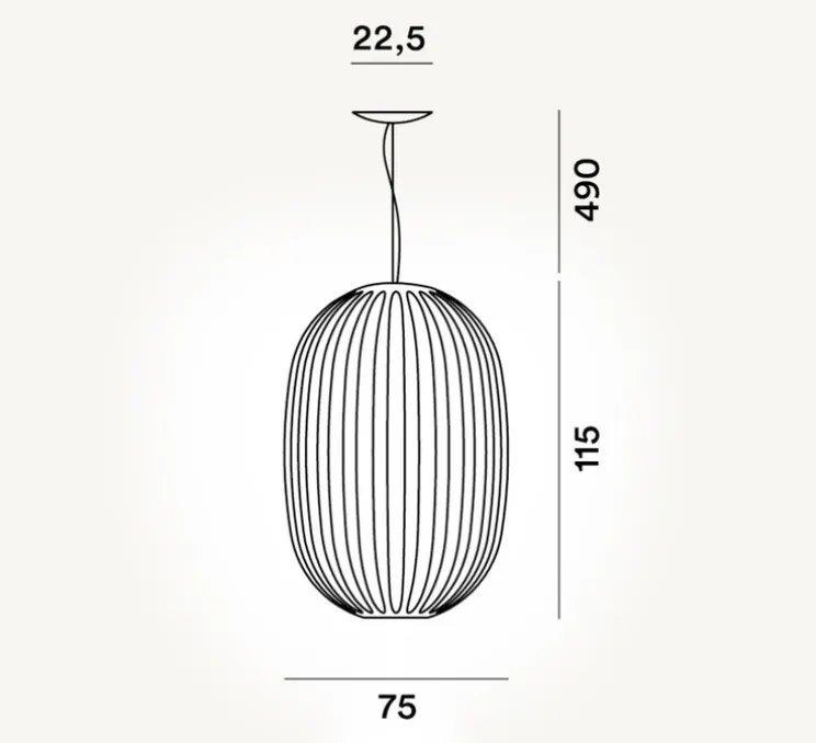 Suspension, Plass grande, transparent, gris, Ø75cm, H115cm - Foscarini