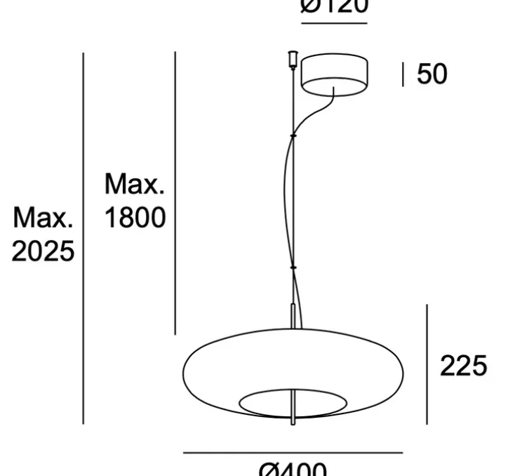 Suspension, Plat, ambre, LED, dim, 2700k, 743 lm, Ø40cm, H22,5cm - LEDs C4