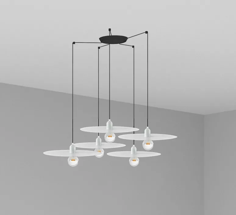 Suspension*Faro Suspension, Plat 5L, blanc, noir, Ø100cm, H5cm - blanc & noir