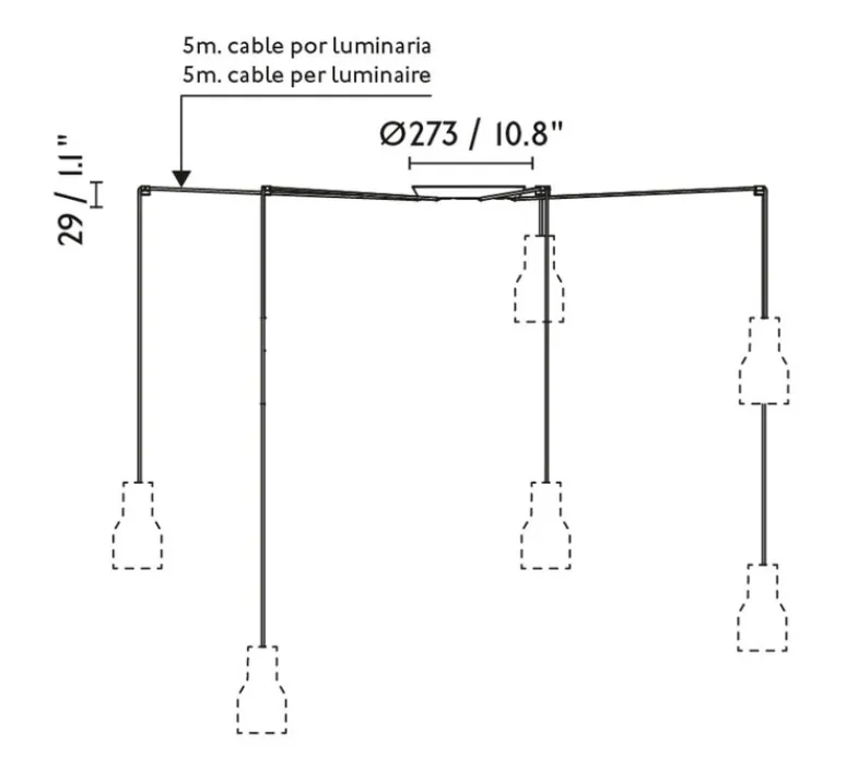 Suspension*Faro Suspension, Plat 5L, blanc, noir, Ø100cm, H5cm - blanc & noir