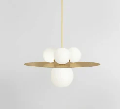 Suspension*Atelier Areti Suspension, Plate and Spheres, , L65cm, H68,5cm - laiton brossé