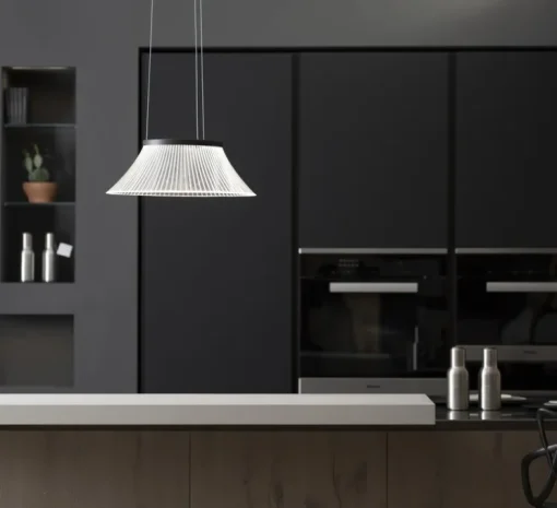 Suspension, Plissè, anthracite, LED, 3000K, 1150 lm, Ø45cm, H33cm - Martinelli Luce