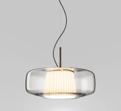 Suspension*Vistosi Suspension, Plissé SP G, , LED, dim, 2700K, 1500 lm, Ø40cm, H16,5cm - cristal, bronze
